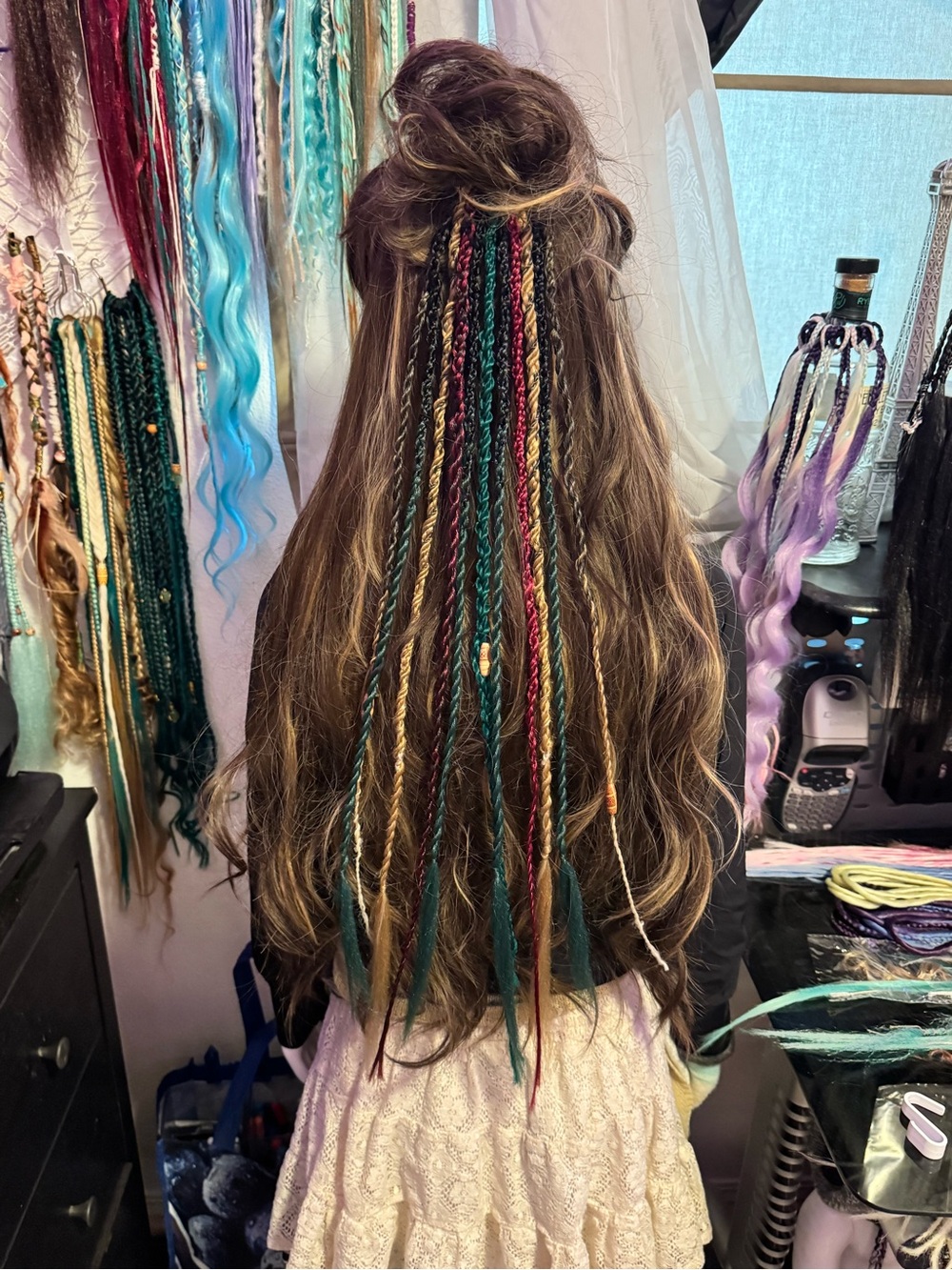 Bohemian Multi-Color Braided Hair Extensions - Women's Hair Accessory
